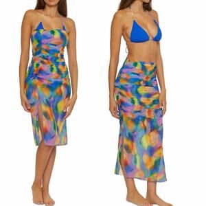 Becca Mesh Column Swimsuit Cover-Up Dress Skirt Size Small